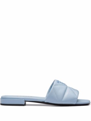 Prada triangle quilted sandals - Blue