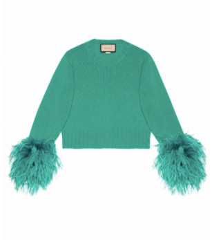 hottest spring summer trends of 2022 Gucci Detachable feathers wool sweater £1,550