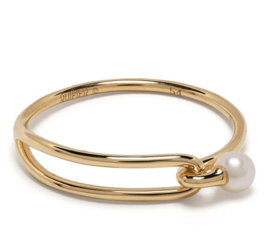 Exceptional FINE JEWELLERY Ruifier 18kt yellow gold Astra Lunar Akoya pearl ring £202