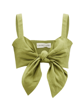 ASA RAKI Cala tie-front organic-linen cropped top £115