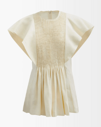 LINEN CO-ORD CHLOÉ Flutter-sleeve linen and silk top £1,705