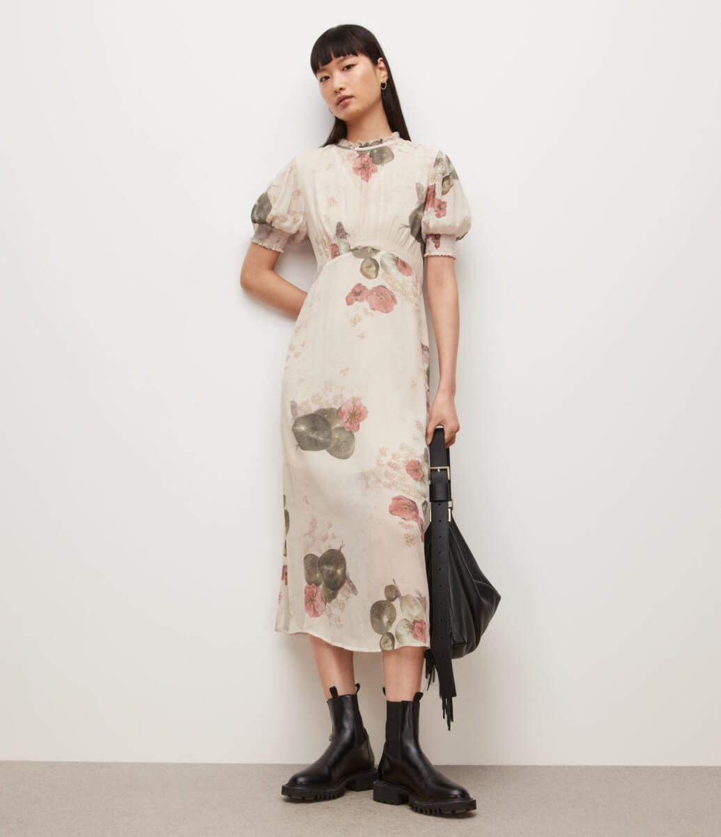 AllSaints | Women’s Laverna Asago Dress, Ecru White | £199.00 highstreet summer pieces