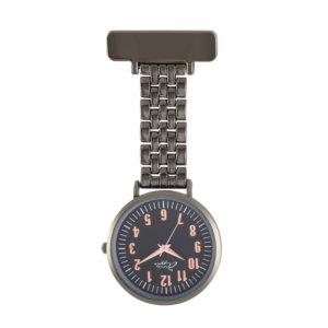 Bermuda Watch Company - Annie Apple Rose Gold Gunmetal Link Bracelet Nurse Fob Watch