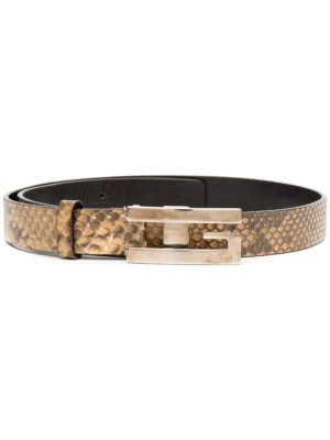 Gucci Pre-Owned snake-print effect buckle belt - Yellow