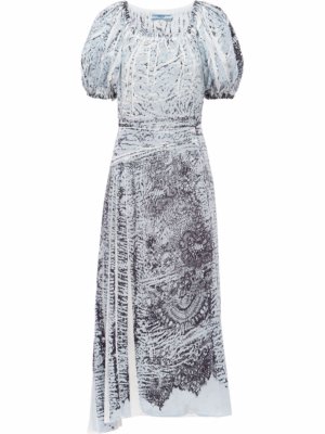 Prada coral-print silk midi dress - Grey
