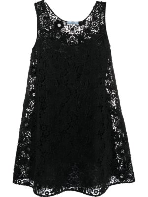 Prada floral-lace shift mini dress - Black