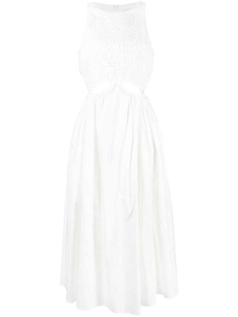 Self-Portrait White Cut Out Midi Dress