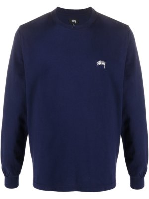 Stussy embroidered-logo cotton sweatshirt - Blue