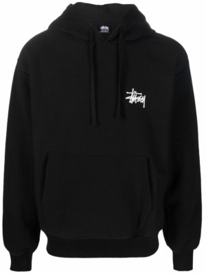 Stussy logo-print fleece hoodie - Black