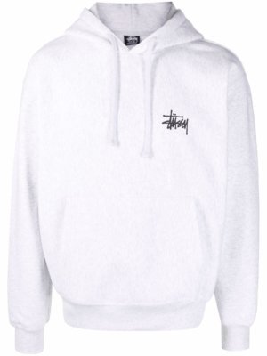 Stussy logo-print fleece hoodie - Grey