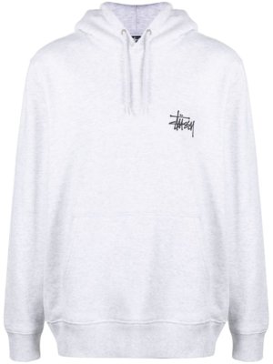 Stussy logo-print rib-trimmed hoodie - Grey