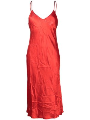BALENCIAGA crinkled silk slip dress - Red
