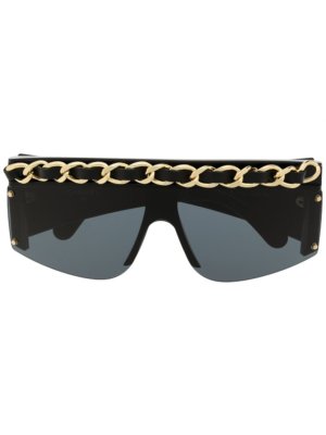 Chanel Pre-Owned 1992 chain-link wraparound-frame sunglasses - Black