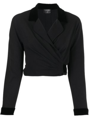 Chanel Pre-Owned 1992 cropped wrap blazer - Black