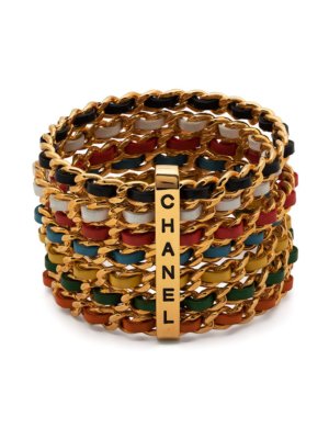 Chanel Pre-Owned 1993 multi-chain logo-engraved bangle bracelet - Multicolour