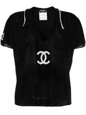 Chanel Pre-Owned 2001 CC-print cashmere top - Black
