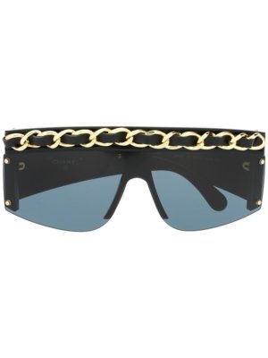 Chanel Pre-Owned chain-detail square-frame sunglasses - Black