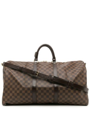 Louis Vuitton 2008 pre-owned Damier Ebène Keepall Bandoulière 55 travel bag - Brown