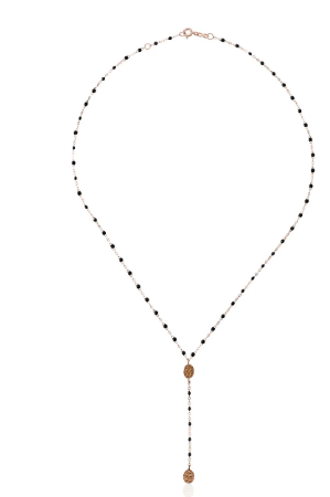 Gigi Clozeau 18kt rose gold Classic Gigi Madone black beaded rosary necklace £565