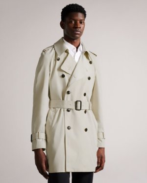Ted Baker Mid Length Packaway Trench Coat in Stone BRILLEY, Men's Clothing