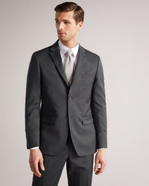 Ted Baker Regular Charcoal Twill Suit Jacket in Charcoal IRVINJR, Men's Clothing