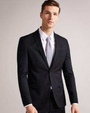 Ted Baker Slim Fit Black Twill Suit Jacket in Black DUNDEJS, Men's Clothing