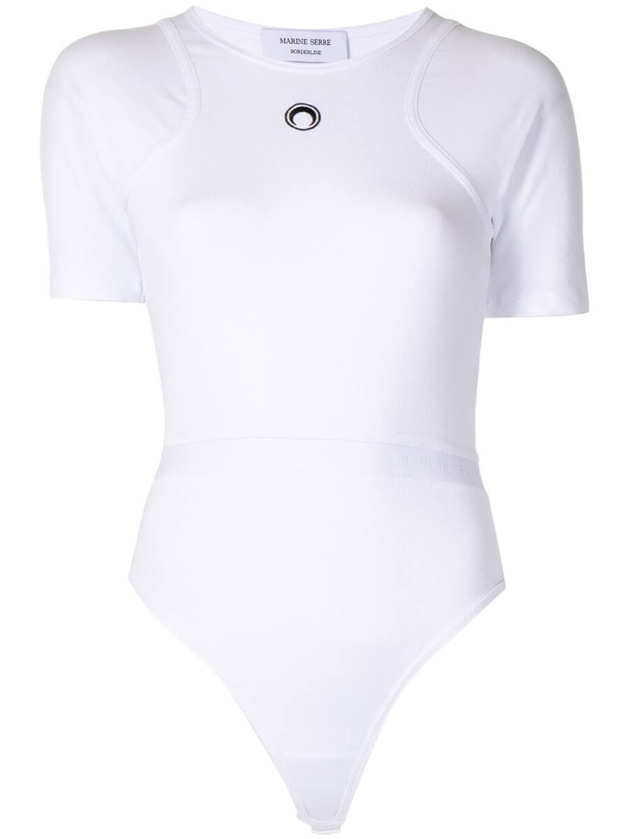 Marine Serre crescent moon-print bodysuit - White