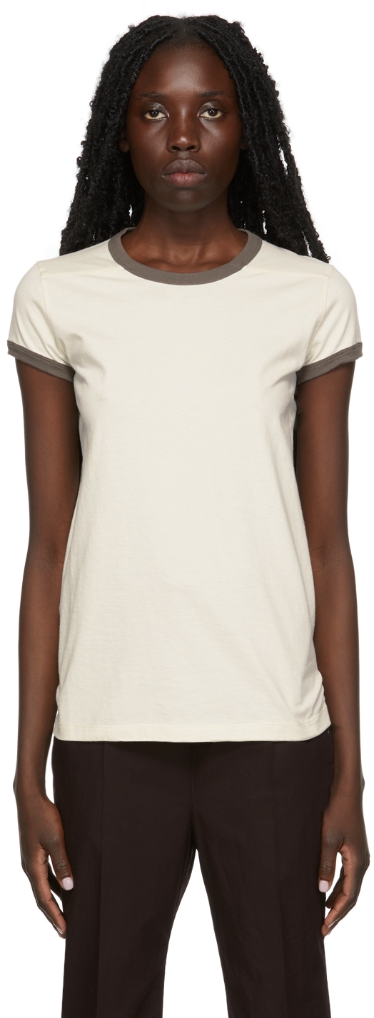 Rick Owens Off-White & Grey Banded T-Shirt
