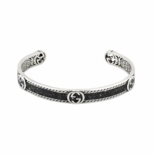 Silver & Black Enamel Interlocking Cuff Bracelet