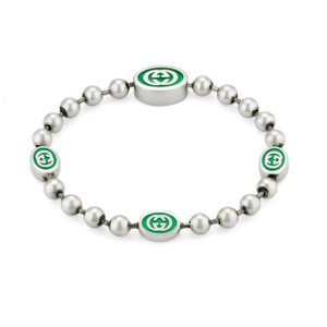 Silver & Green Enamel Boule Bracelet