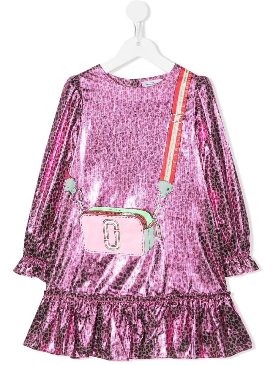 The Marc Jacobs Kids bag-print midi dress - Pink