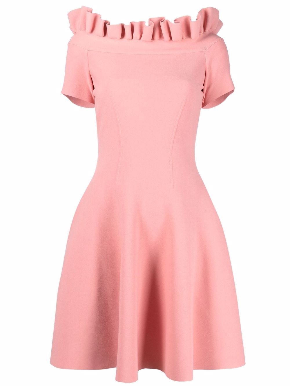 Alexander McQueen pleated neckline flared dress - Pink