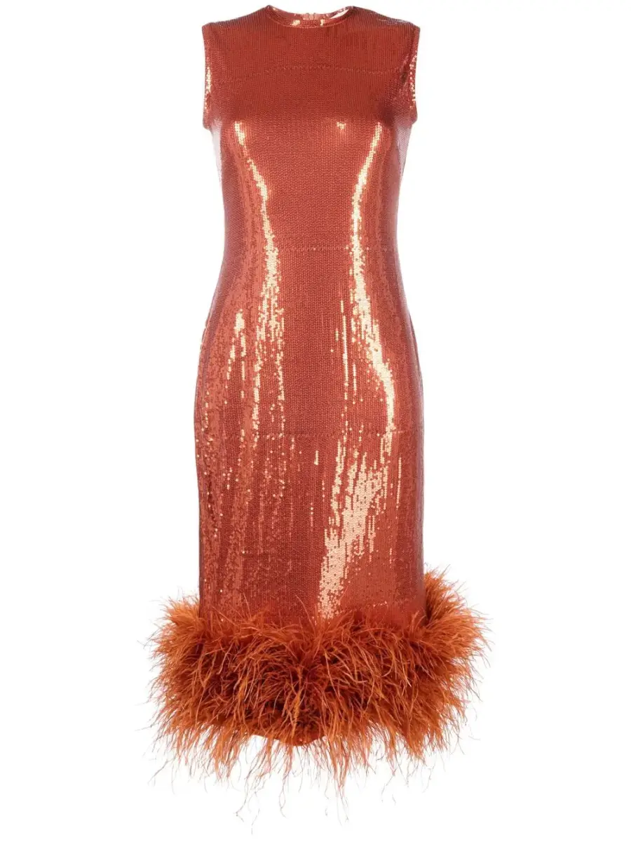 Atu Body Couture sequinned feather-trim midi dress £720