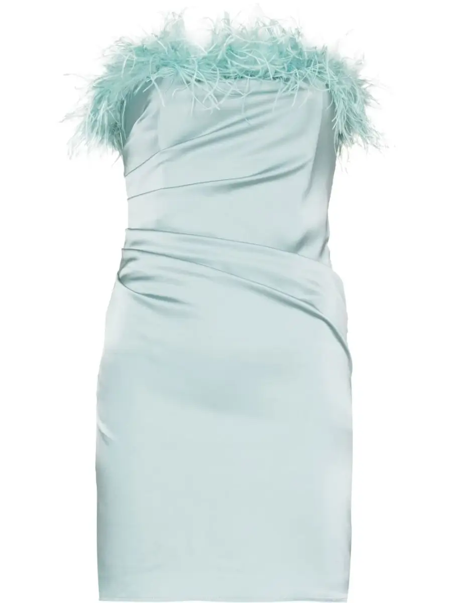 NYFW De La Vali feather-trim strapless dress £375