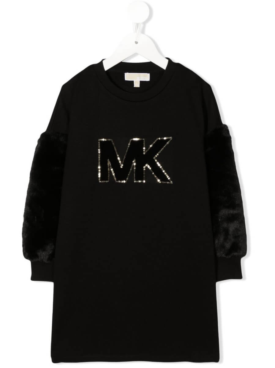 Michael Kors Kids sequin logo crew-neck dress - Black