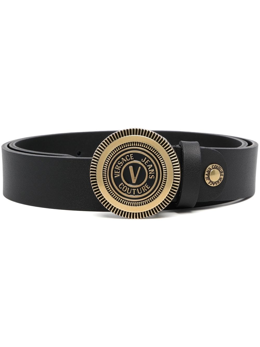 Versace Jeans Couture V-emblem leather belt - Black