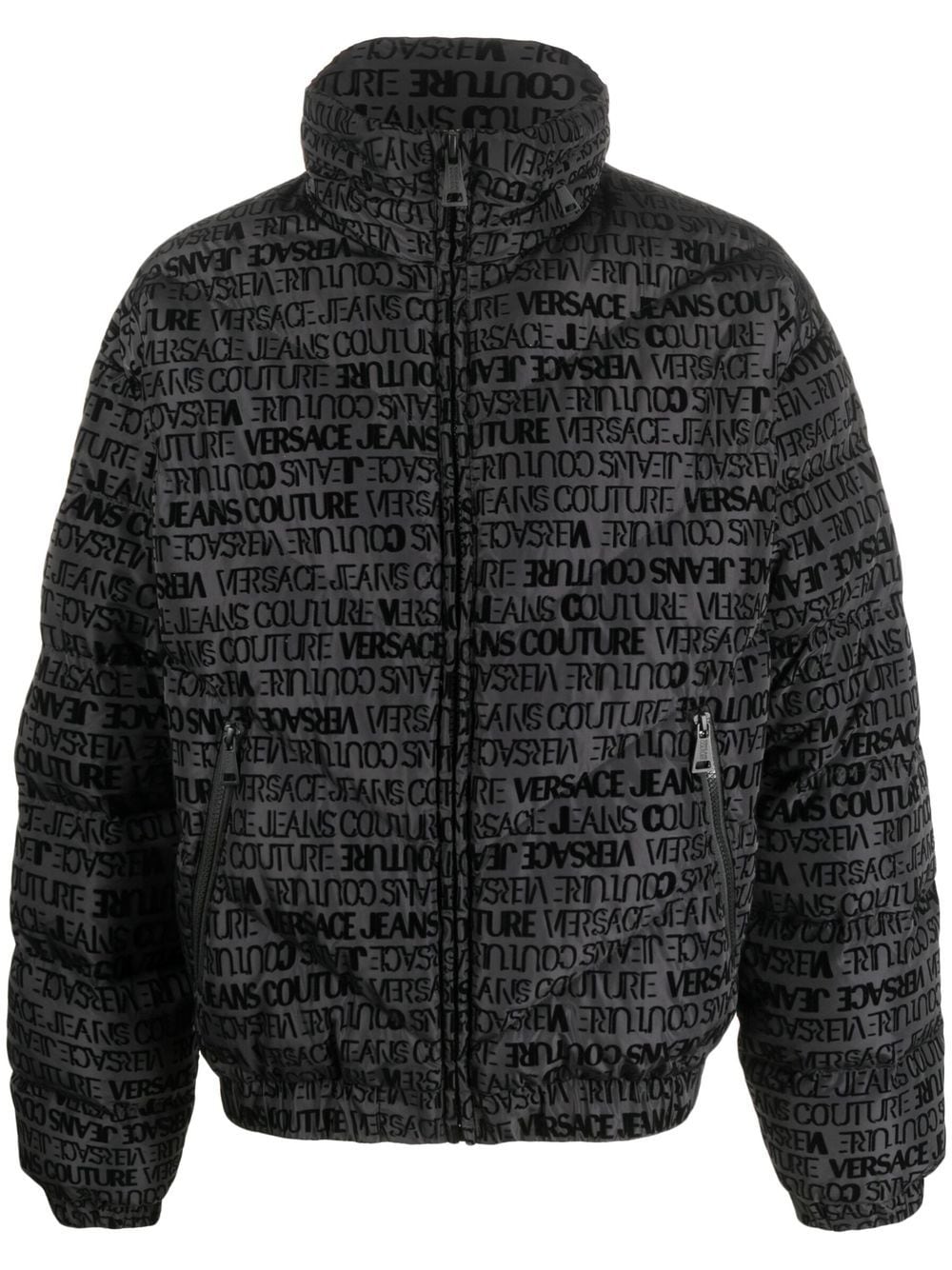 Versace Jeans Couture flocked-logo puffer jacket - Black