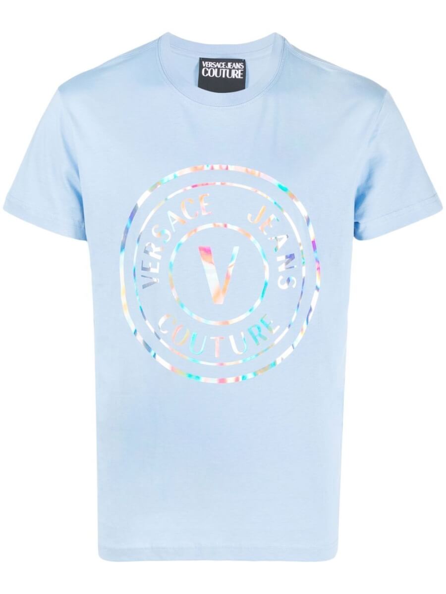 Versace Jeans Couture holographic logo print T-shirt - Blue