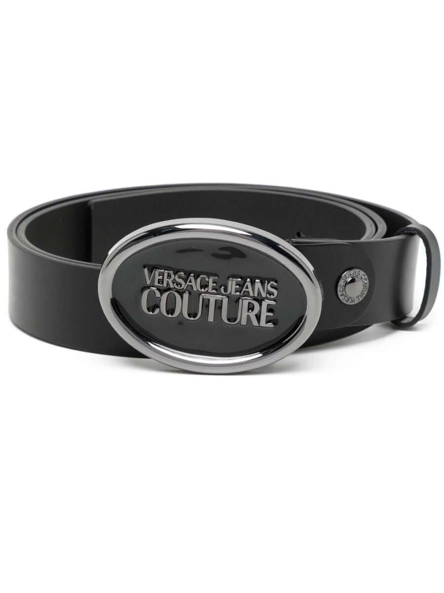 Versace Jeans Couture logo-buckle leather belt - Black