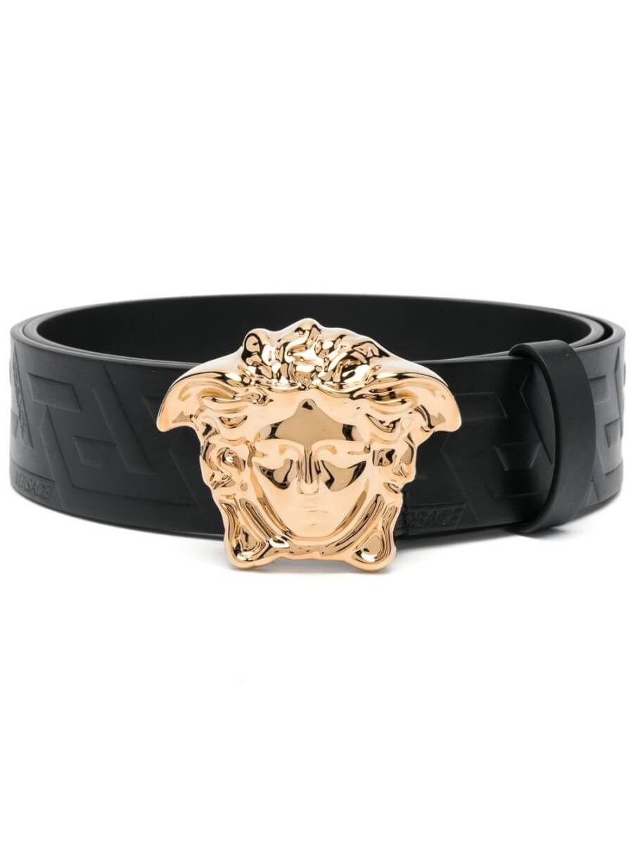 Versace Medusa logo calf-leather belt - Black