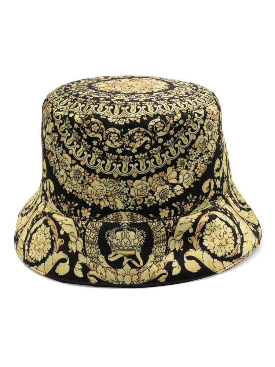 Versace baroque print reversible bucket hat - Black