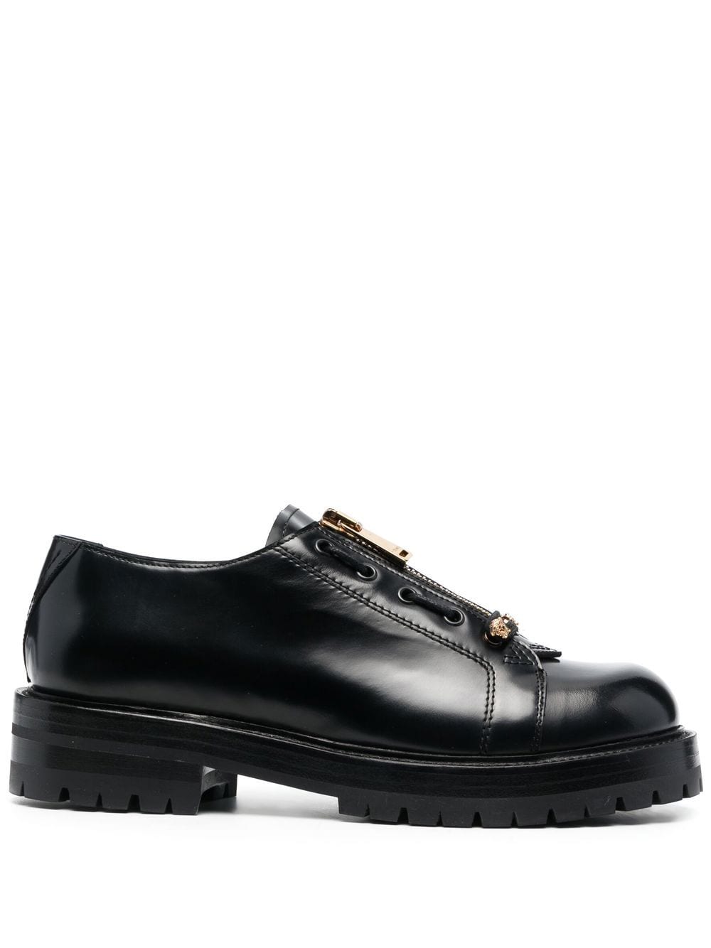 Versace zip-detail round-toe loafers - Black