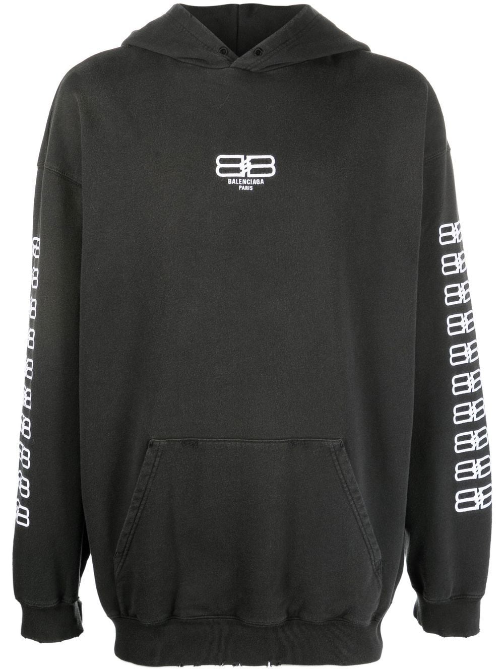 Balenciaga BB-embroidered oversized hoodie - Black