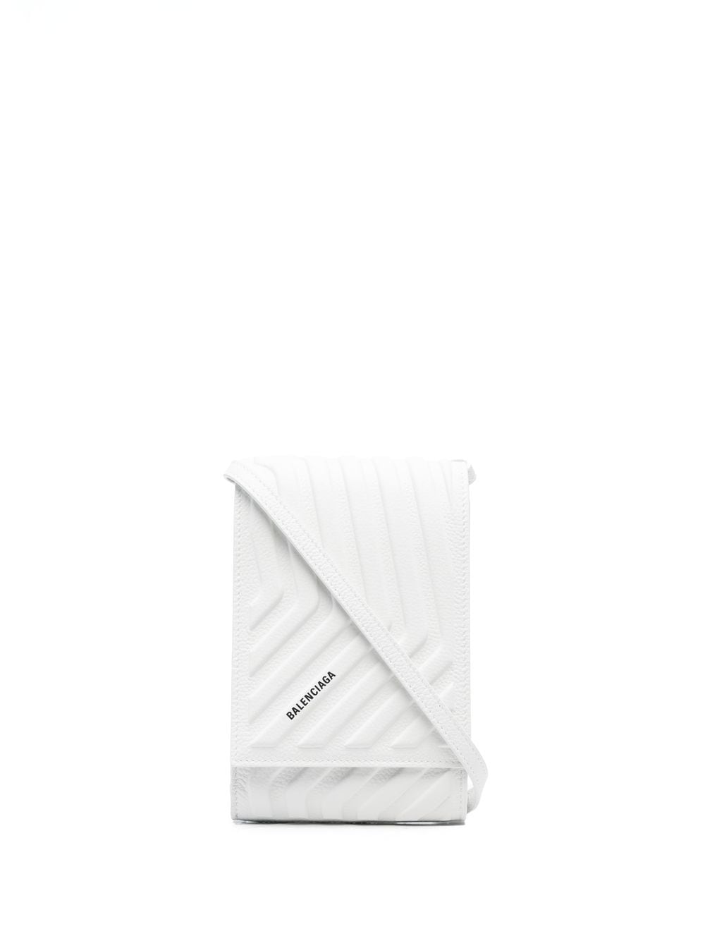 Balenciaga logo-print leather shoulder bag - White
