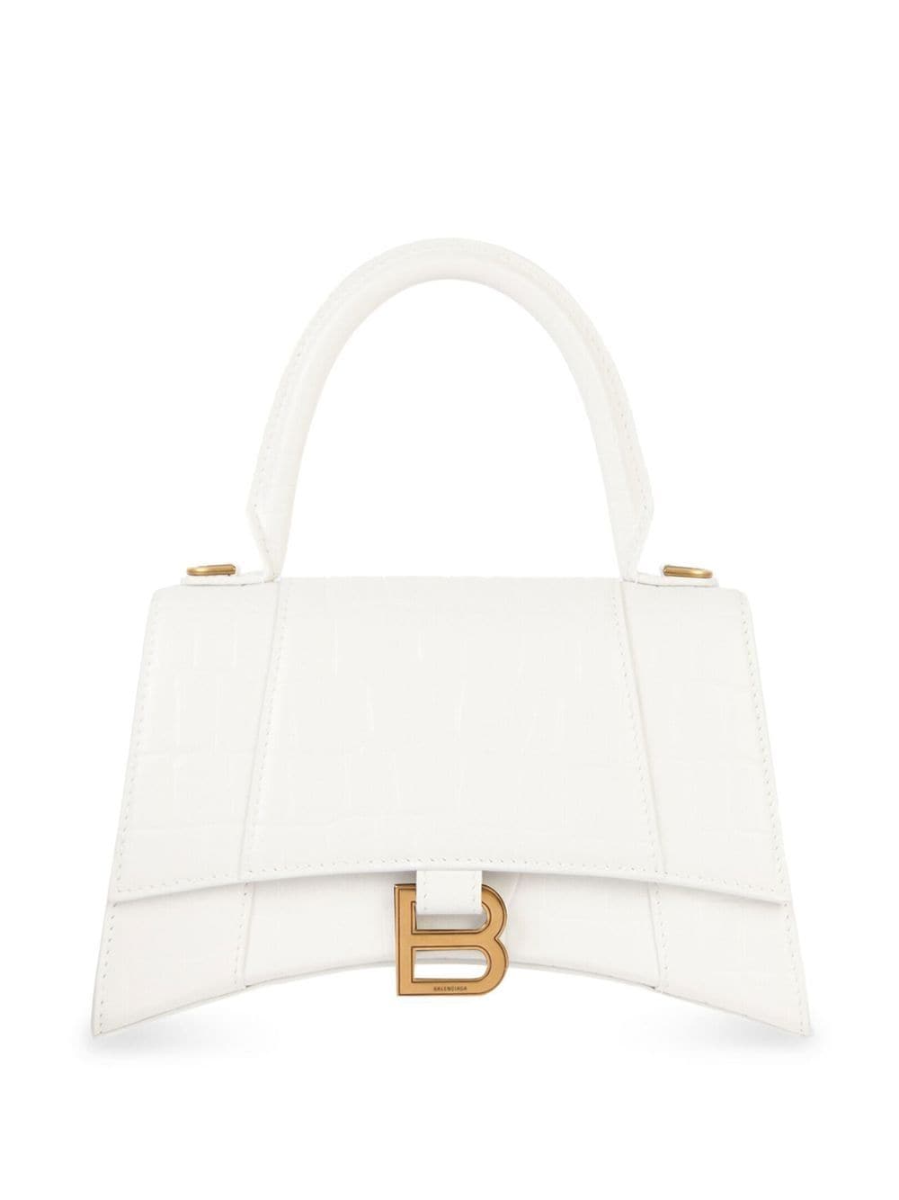 Balenciaga small Hourglass crocodile effect bag - White