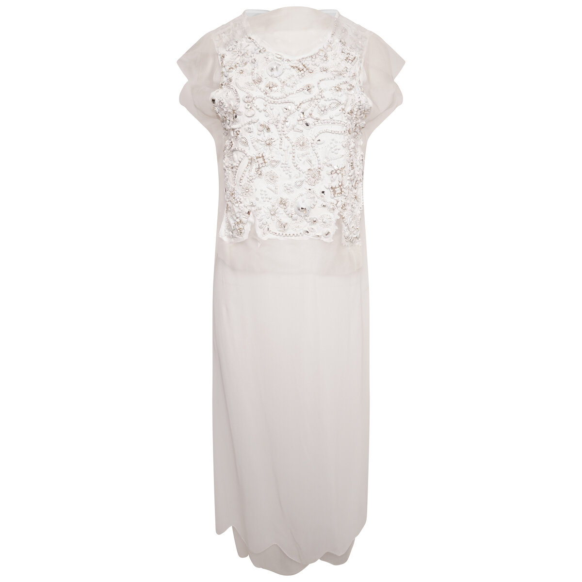 Bead Embellished Silk-blend Dress 40 White