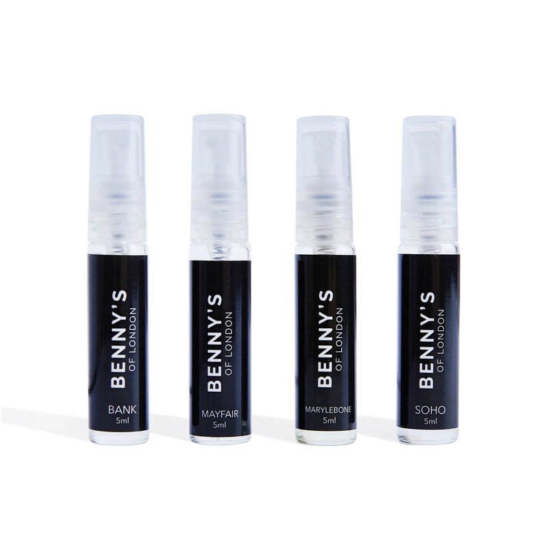 Benny's of London Aftershave Set | Set of 4 Minature Fragrances - Great for Travel or Finding Your Favourite Scent