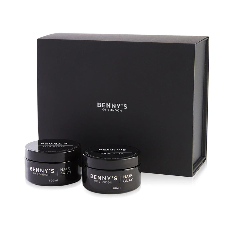 Benny's of London Matte Hair Clay and Paste Set | 2 Great Hair Styling Options for Medium & Maximum Hold + Natural Finish