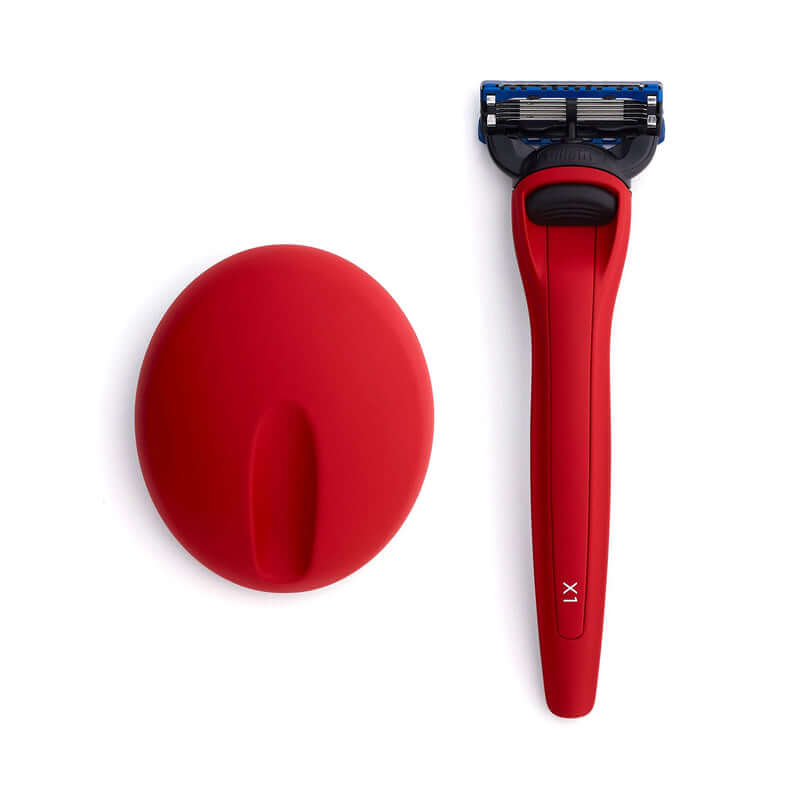 Bolin Webb X1 Matte Red Razor Set | Complete with X1 Magnetic Razor Stand + Fits Gillette Fusion 5 Blades
