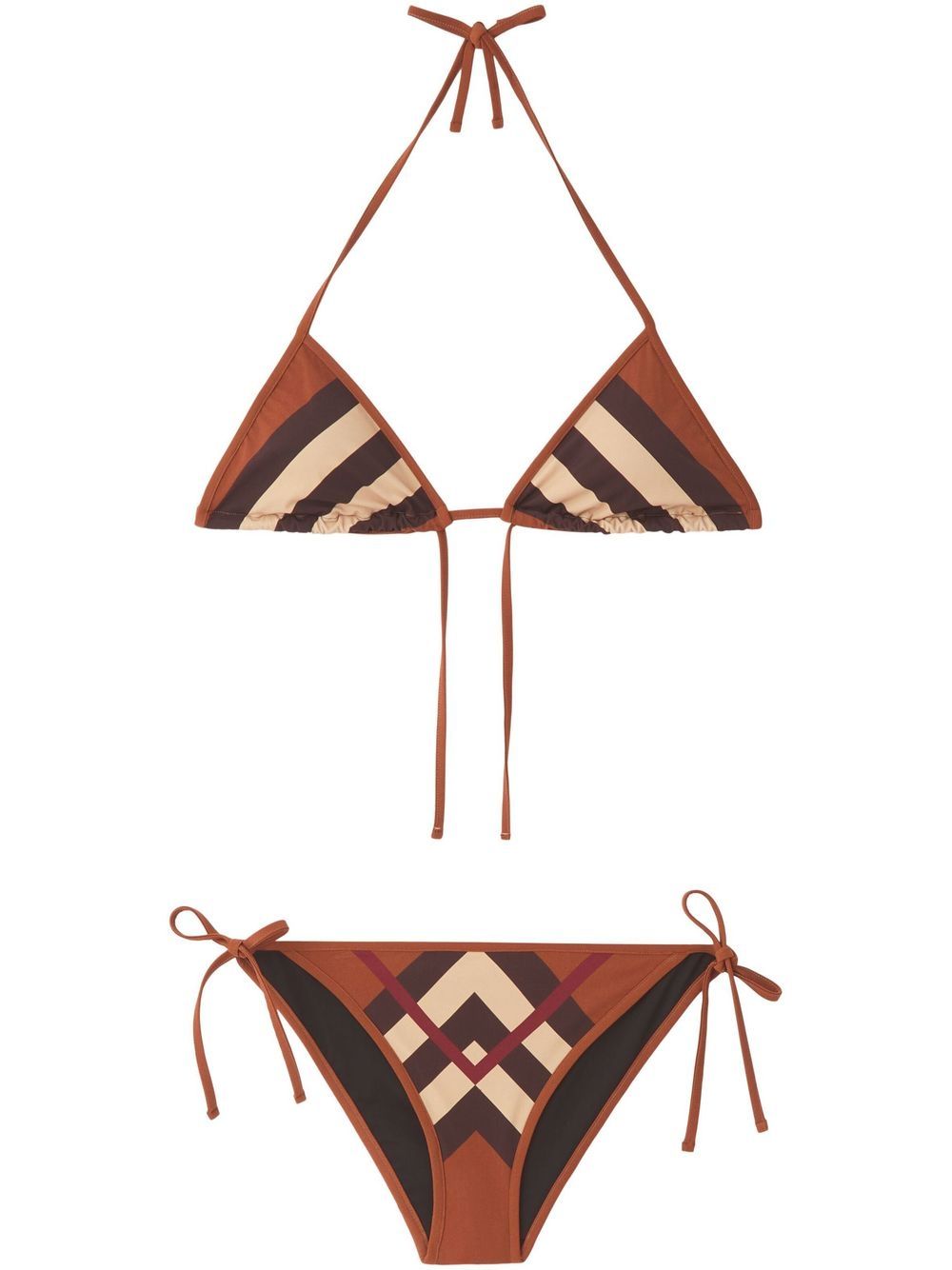 Burberry Chevron Check triangle bikini - Brown